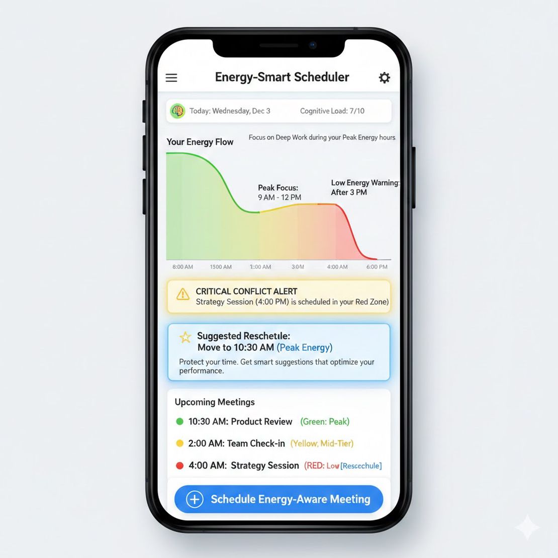 Energy-Aware Meetings - Calendar optimization based on cognitive performance